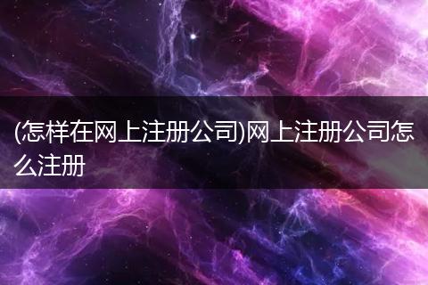(怎样在网上注册公司)网上注册公司怎么注册