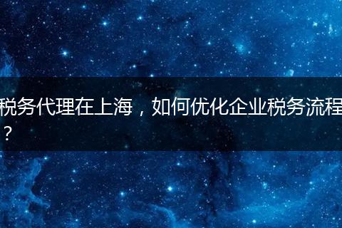 税务代理在上海，如何优化企业税务流程？