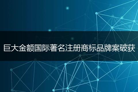 巨大金额国际著名注册商标品牌案破获
