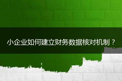 小企业如何建立财务数据核对机制？