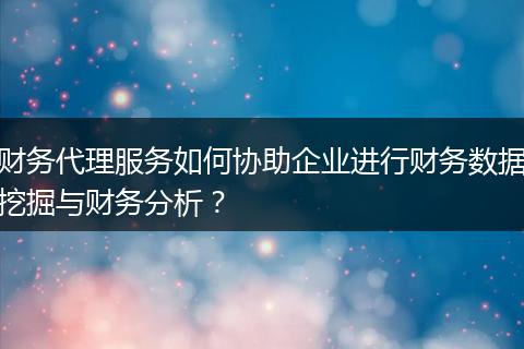 财务代理服务如何协助企业进行财务数据挖掘与财务分析？