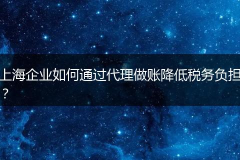 上海企业如何通过代理做账降低税务负担？