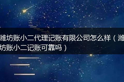 潍坊账小二代理记账有限公司怎么样（潍坊账小二记账可靠吗）