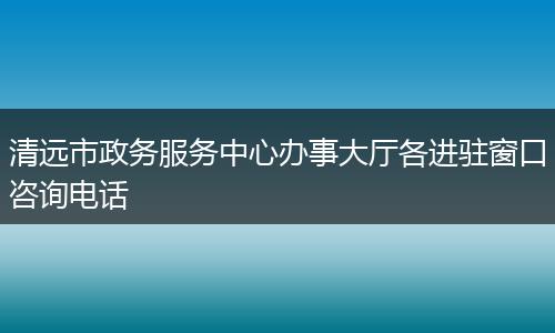 清远市政务服务中心办事大厅各进驻窗口咨询电话