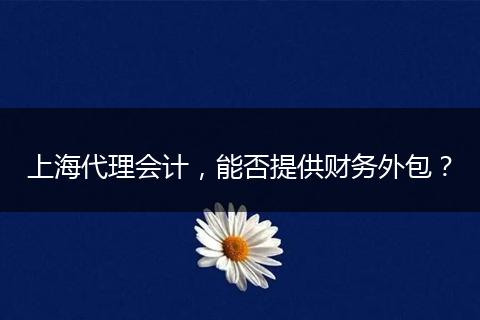 上海代理会计，能否提供财务外包？