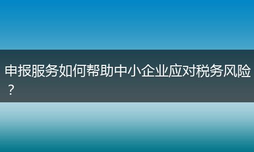 申报服务如何帮助中小企业应对税务风险？