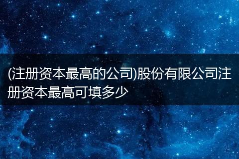 (注册资本最高的公司)股份有限公司注册资本最高可填多少