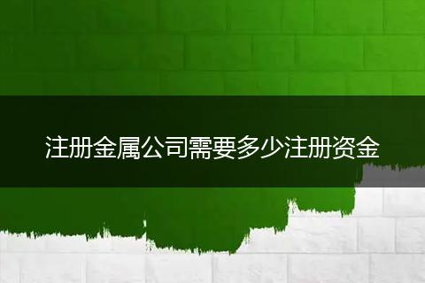 注册金属公司需要多少注册资金