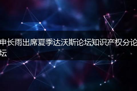 申长雨出席夏季达沃斯论坛知识产权分论坛