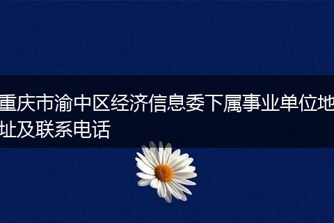 重庆市渝中区经济信息委下属事业单位地址及联系电话