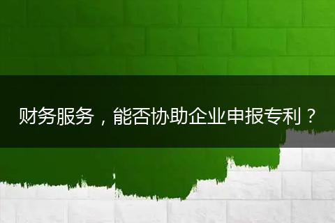 财务服务，能否协助企业申报专利？