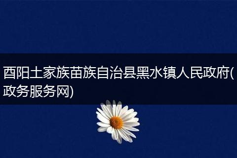 酉阳土家族苗族自治县黑水镇人民政府(政务服务网)