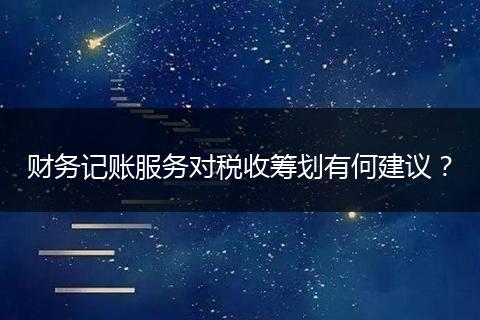 财务记账服务对税收筹划有何建议？