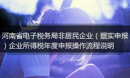 河南省电子税务局非居民企业（据实申报）企业所得税年度申报操作流程说明