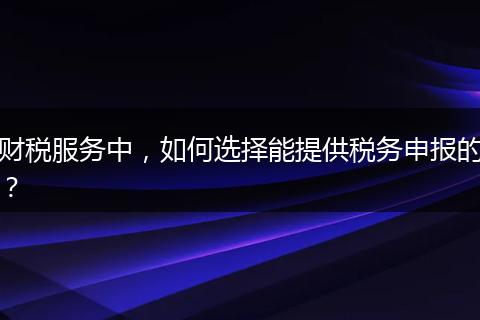 财税服务中，如何选择能提供税务申报的？