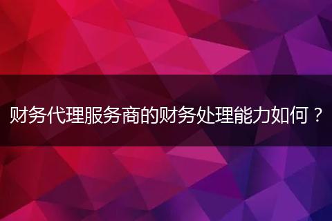 财务代理服务商的财务处理能力如何？