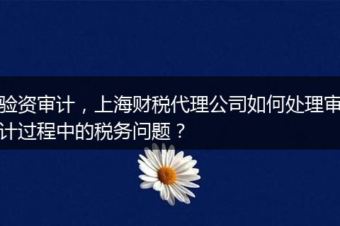 验资审计，上海财税代理公司如何处理审计过程中的税务问题？