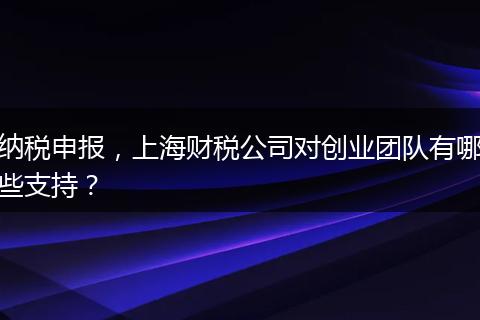 纳税申报，上海财税公司对创业团队有哪些支持？