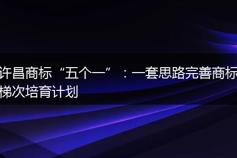 许昌商标“五个一”：一套思路完善商标梯次培育计划