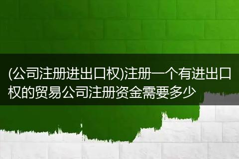 (公司注册进出口权)注册一个有进出口权的贸易公司注册资金需要多少