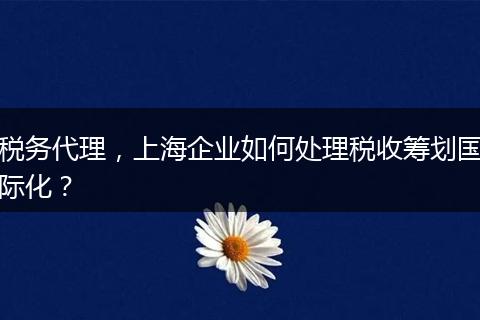 税务代理，上海企业如何处理税收筹划国际化？