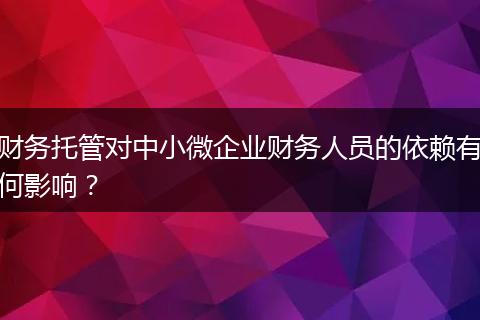 财务托管对中小微企业财务人员的依赖有何影响？