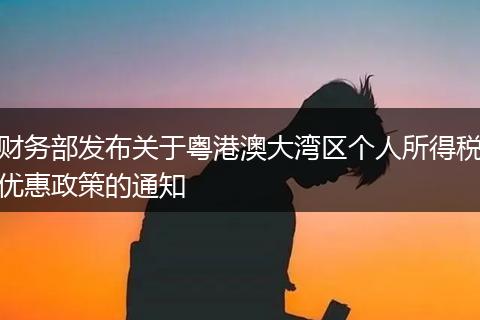 财务部发布关于粤港澳大湾区个人所得税优惠政策的通知