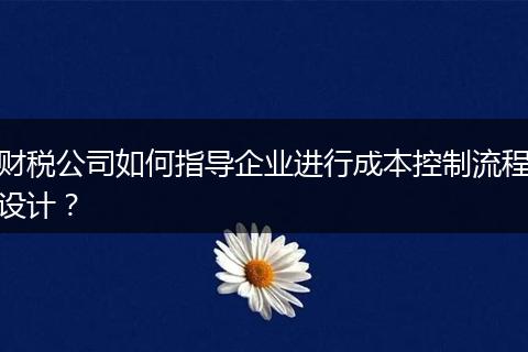 财税公司如何指导企业进行成本控制流程设计？