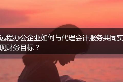 远程办公企业如何与代理会计服务共同实现财务目标？