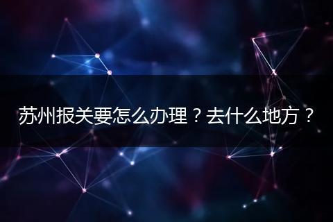 苏州报关要怎么办理？去什么地方？