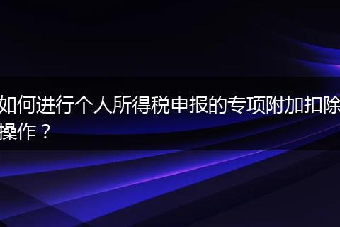 如何进行个人所得税申报的专项附加扣除操作？