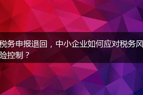 税务申报退回，中小企业如何应对税务风险控制？