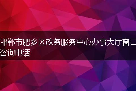 邯郸市肥乡区政务服务中心办事大厅窗口咨询电话