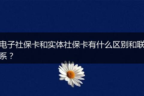 电子社保卡和实体社保卡有什么区别和联系？