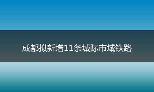 成都拟新增11条城际市域铁路