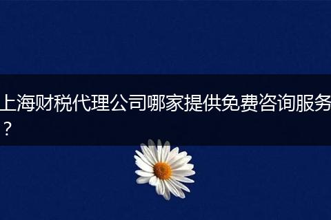 上海财税代理公司哪家提供免费咨询服务？