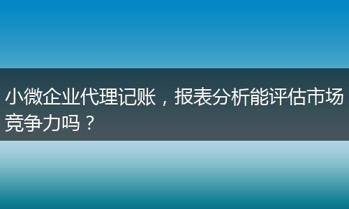 小微企业代理记账，报表分析能评估市场竞争力吗？