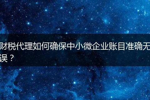财税代理如何确保中小微企业账目准确无误?