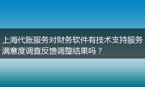 上海代账服务对财务软件有技术支持服务满意度调查反馈调整结果吗？
