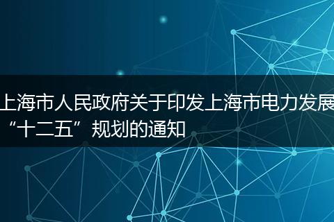 上海市人民政府关于印发上海市电力发展“十二五”规划的通知