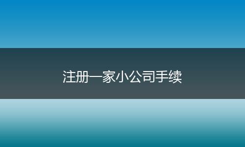 注册一家小公司手续