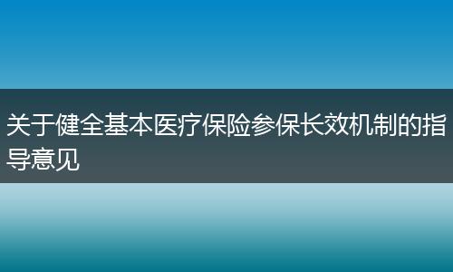 关于健全基本医疗保险参保长效机制的指导意见