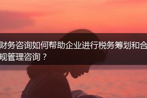 财务咨询如何帮助企业进行税务筹划和合规管理咨询？