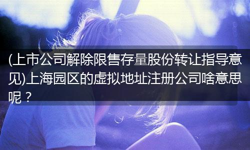 (上市公司解除限售存量股份转让指导意见)上海园区的虚拟地址注册公司啥意思呢？