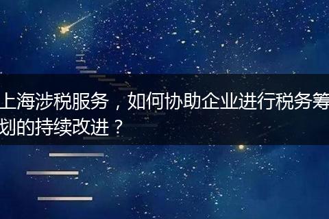 上海涉税服务，如何协助企业进行税务筹划的持续改进？
