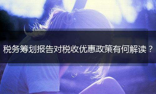 税务筹划报告对税收优惠政策有何解读？