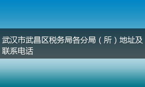 武汉市武昌区税务局各分局（所）地址及联系电话