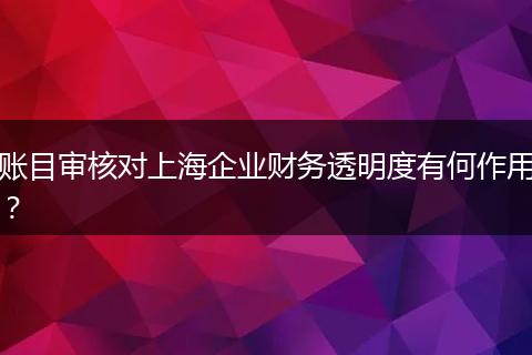 账目审核对上海企业财务透明度有何作用？