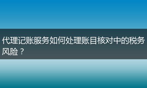代理记账服务如何处理账目核对中的税务风险？