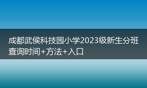 成都武侯科技园小学2023级新生分班查询时间+方法+入口